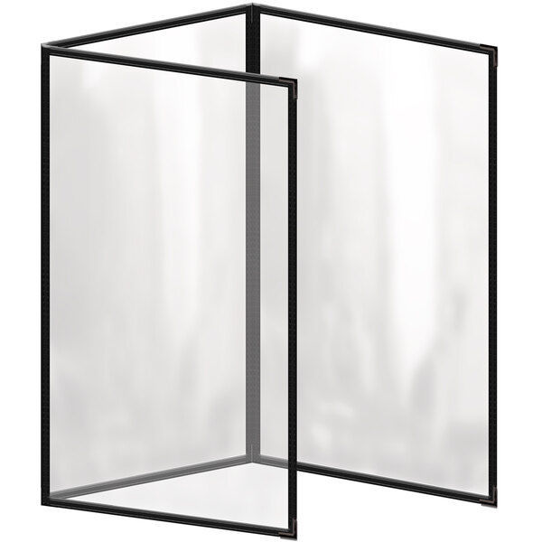 Picture of RISCH, H.R. TRIPLE 8 1/2" X 11" MENU COVER W/BLACK LEATHERETTE & SILVER CORNERS