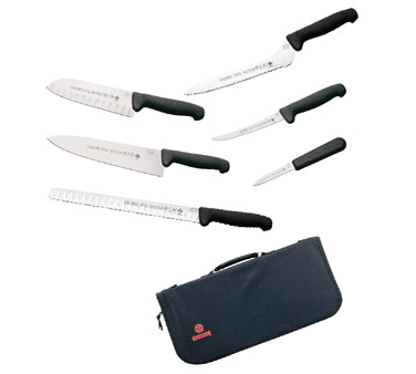 Picture of MundiGrip Chef's Knife set, 7 piece, high carbon/no stain blade, Mundigrip black handle