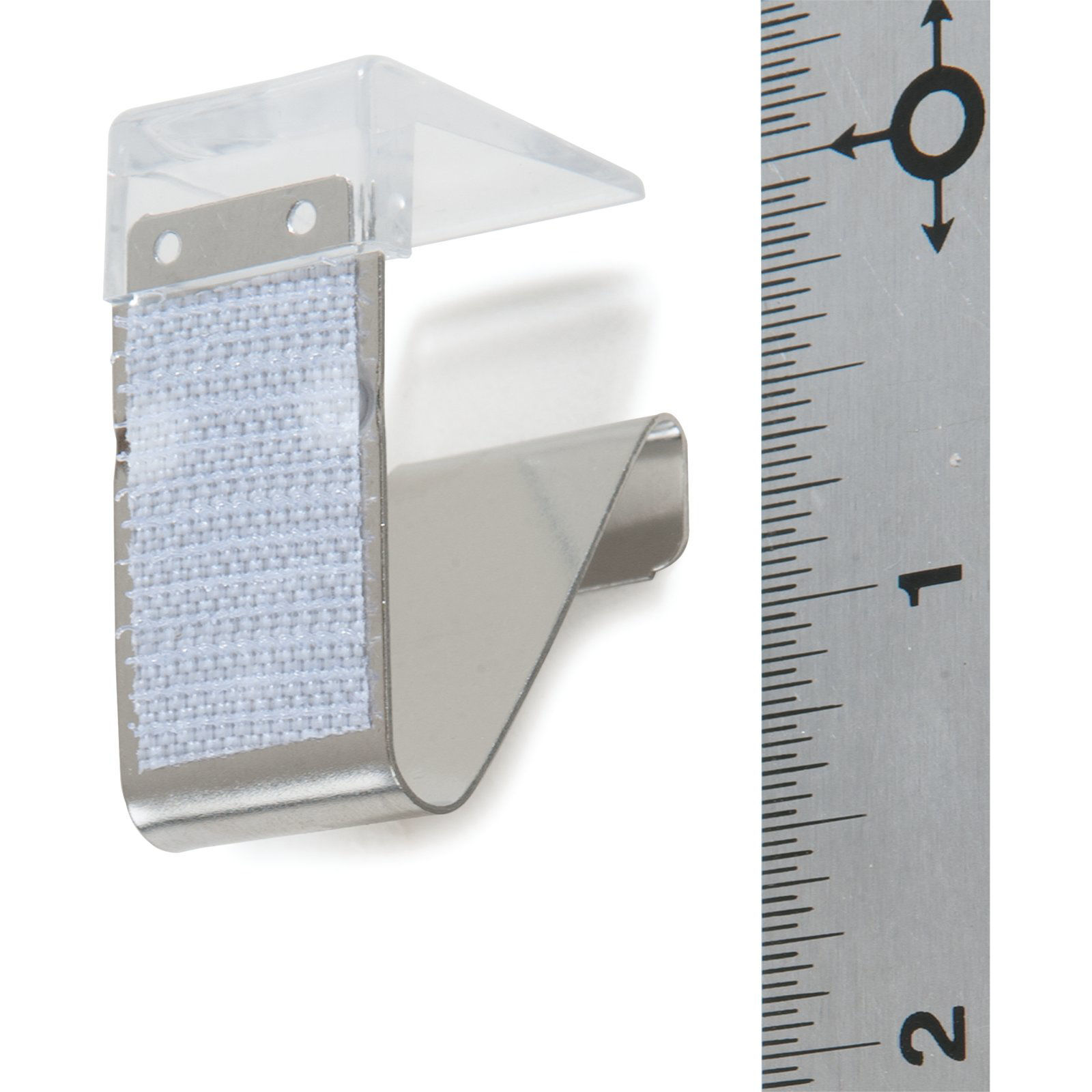 Picture of Large Metal Skirting Clip, Hook & Loop Header - 12 Pack 3/4" - Clear