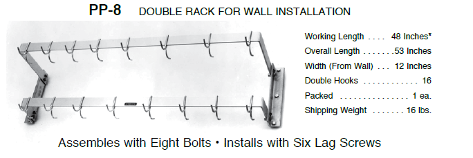 Picture of SPARKE, H.A. PP-8 53" DOUBLE POT RACK