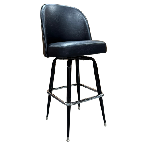 Picture of Bucket Barstool 19" Black Mid/Club Bucket Seat with Heavy Duty Square Chrome Ring Base