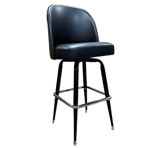 Picture of Bucket Barstool 20" Black Club Bucket Seat with Heavy Duty Square Chrome Ring Base